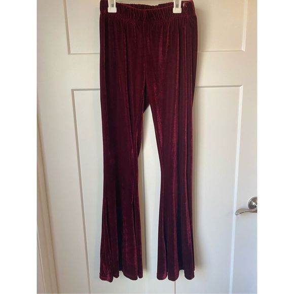 * Festival Flares* Earthbound Red Velvet Flare Pants - Picture 1 of 3